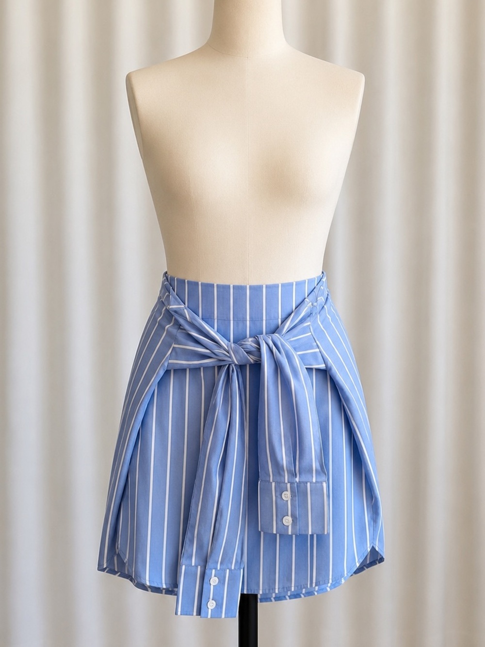 Socialite Blue and White Striped Tie-Front Skirt